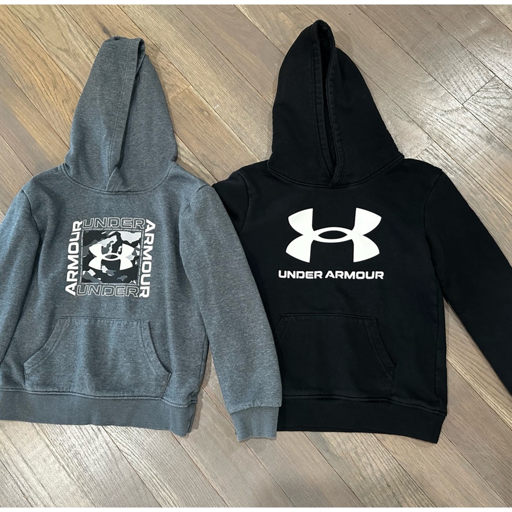 Under Armour Youth Hoodies - Black & Gray Logo Pullover Set